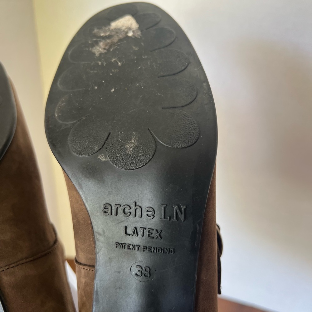 Arche Brown Nubuck Mary Jane Block Heels Women’s EU 38 US 7 Comfort Strap Pump - Picture 9 of 14